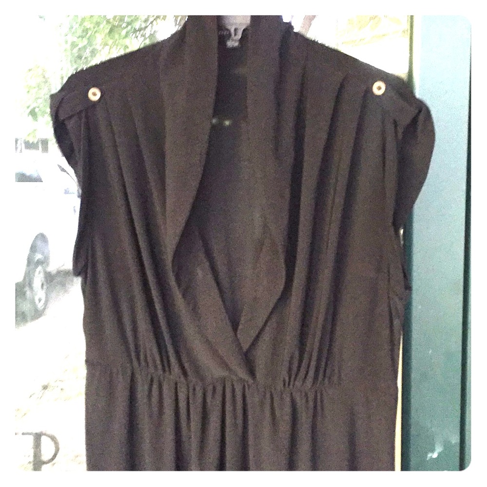 Forever 21 Black Dress W/Gold Button Accents 2X